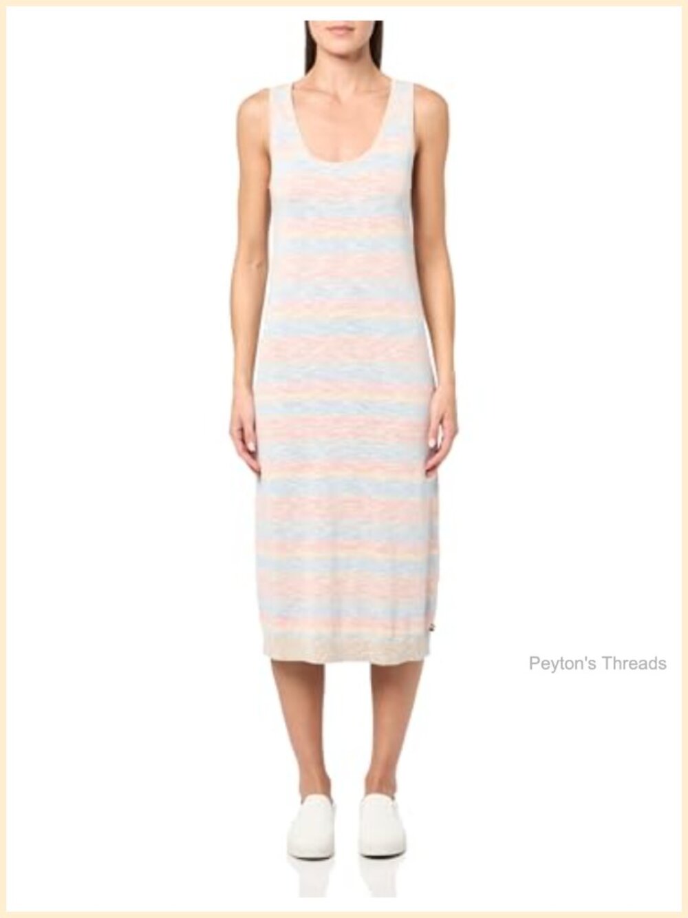 Tommy Hilfiger Women's Midi Sleeveless Striped Dress Casual